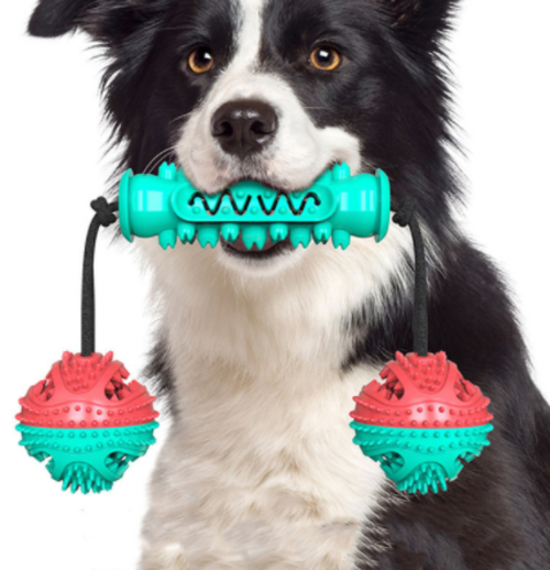 Hueso de goma dental para perros - detalle color azul