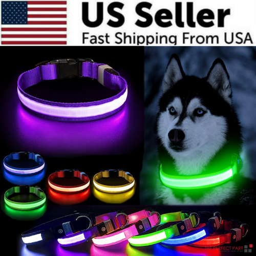 Collar LED ajustable para perros
